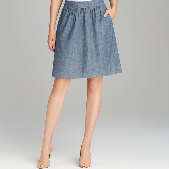 Eileen Fisher Chambray Hemp Cotton Skirt Blue Size XS - Picture 1 of 5